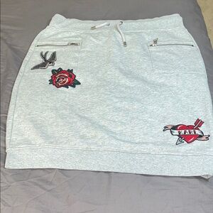 Karl Lagerfeld Light Gray Mini Skirt with Embroidered Accents